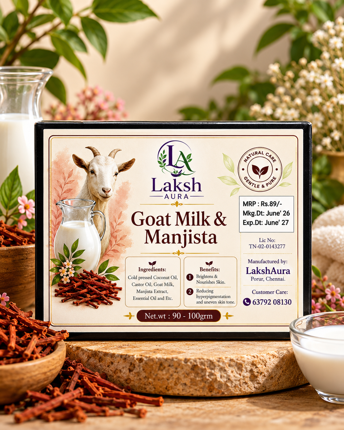 Laksh Aura Goat MIlk and Manjista Soap